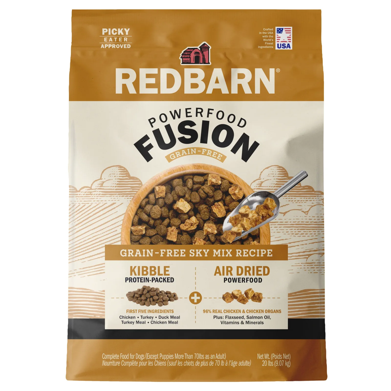 Redbarn Pet Products Powerfood Fusion Grain Free Dry Dog Food Sky Mix Chicken 20 lb