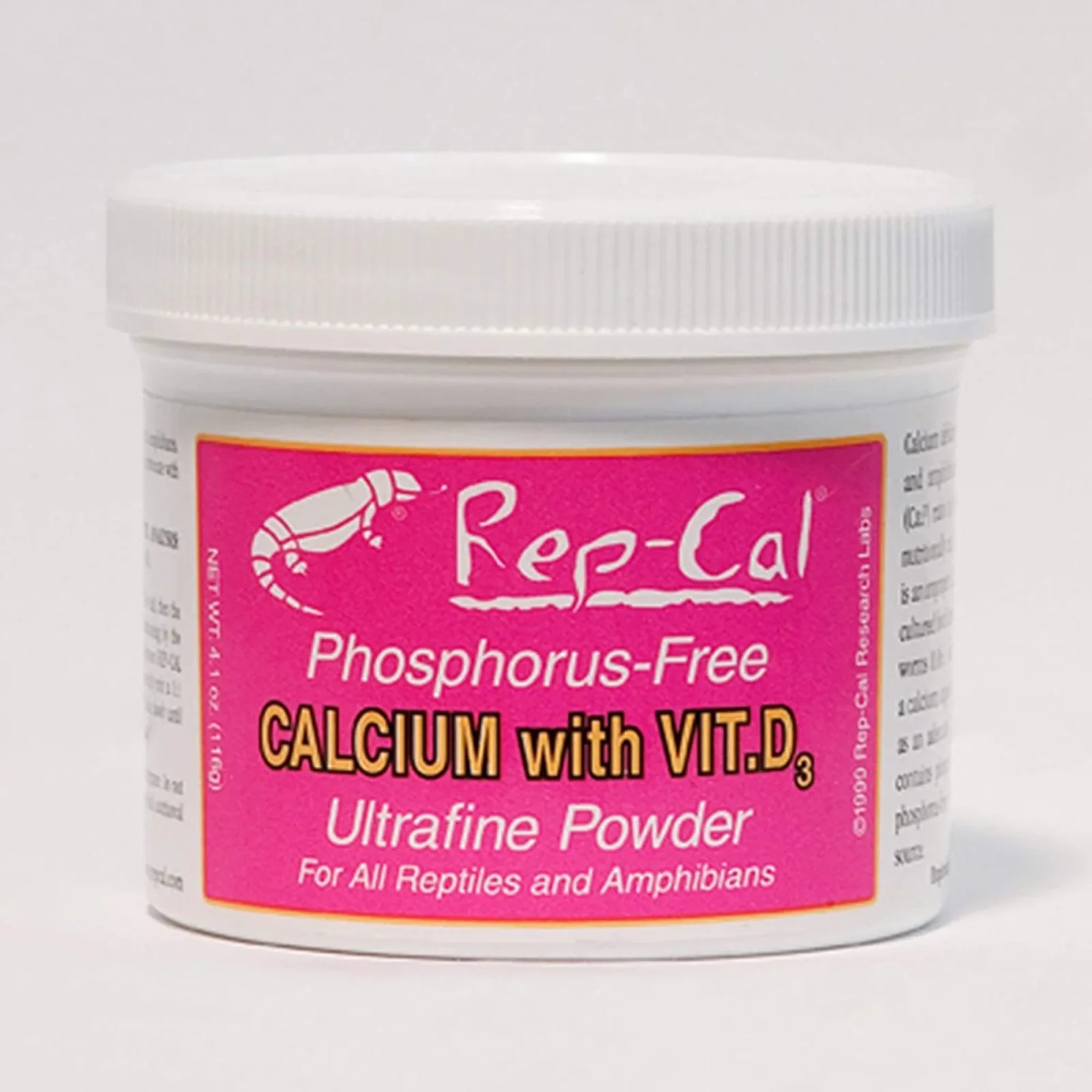 Rep-Cal Research Labs Phosphorous-Free Calcium with Vitamin D3 Ultrafine Powdered Supplement, 3.3 oz
