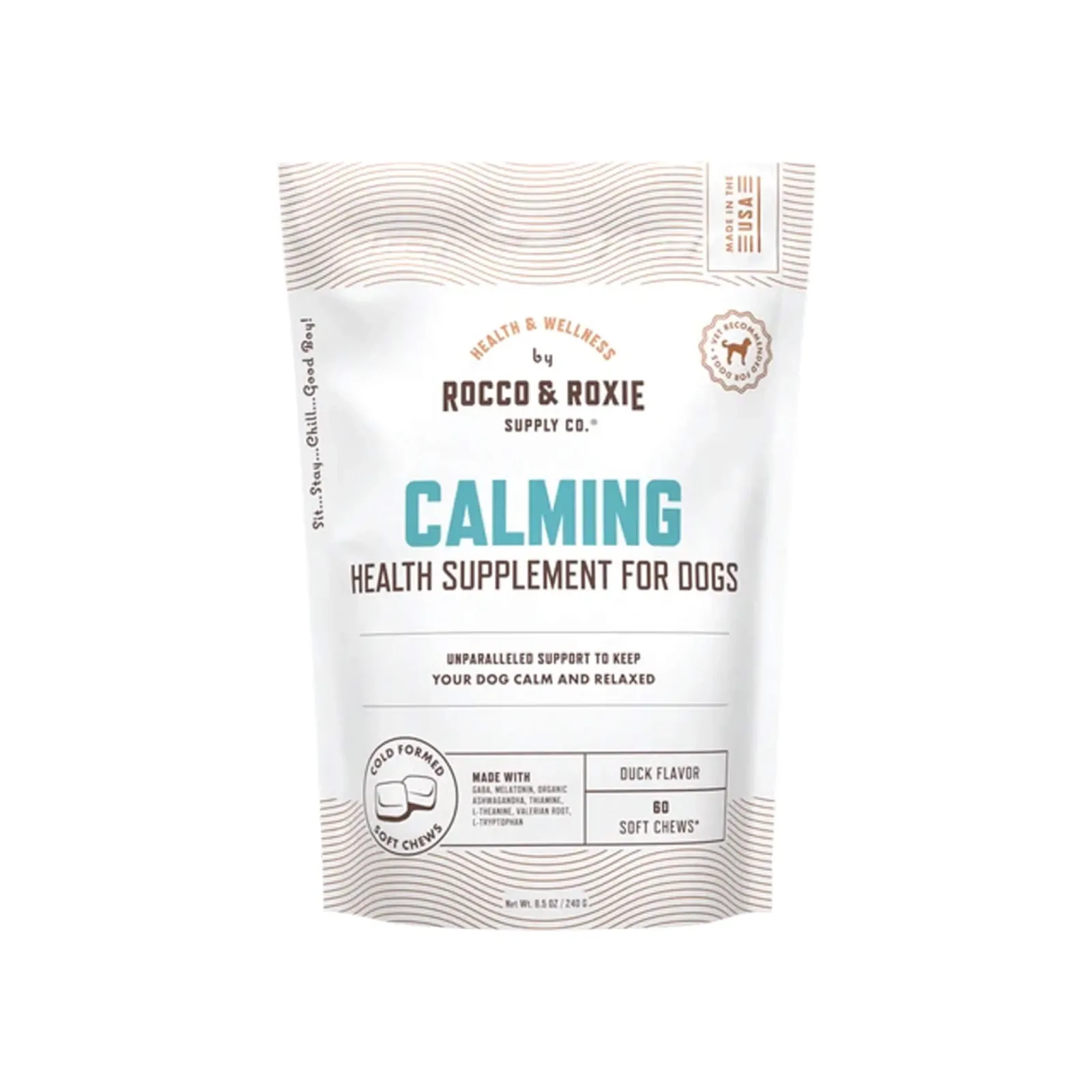 Rocco & Roxie Calming Health Supplement Soft Chews for Dogs