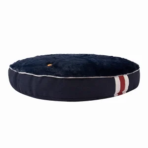 Round Dog Bed - Preppy Color Block Bed with Removable Washable Cover