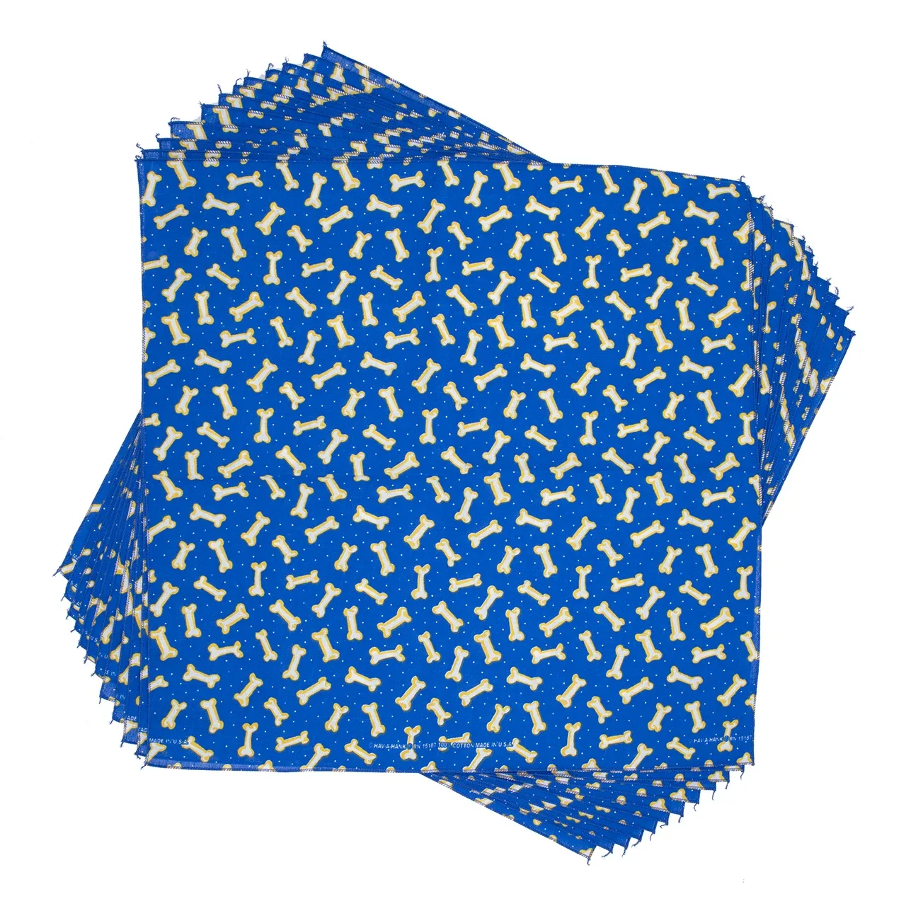 Royal Blue Bones Dog Bandana, 22 inch, 12 Pack