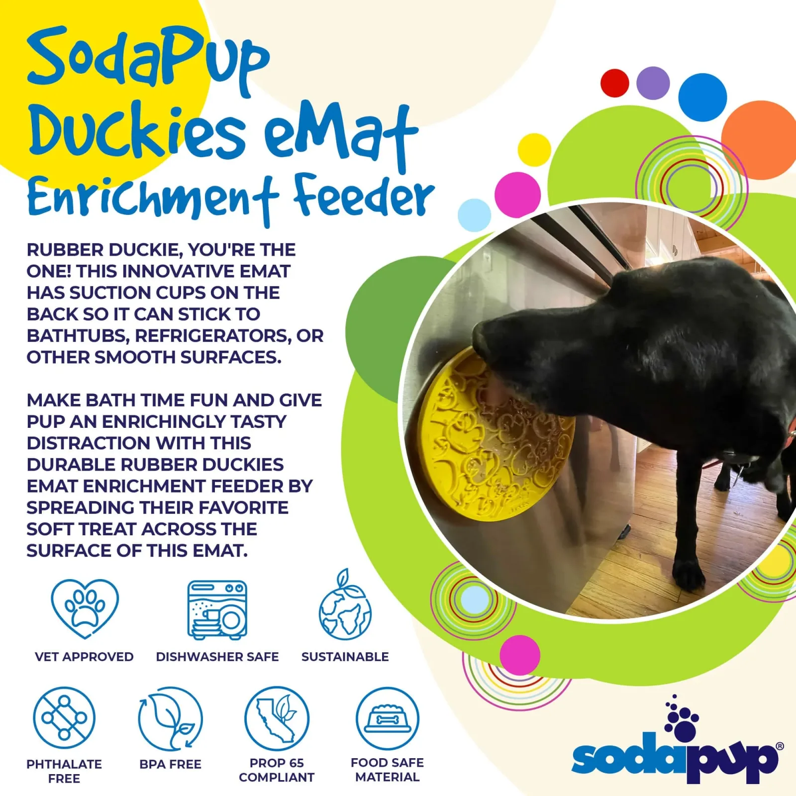 Rubber Duckies emat - Enrichment Lick Mat for Dogs and Cats - with Suction Cups - Image 2