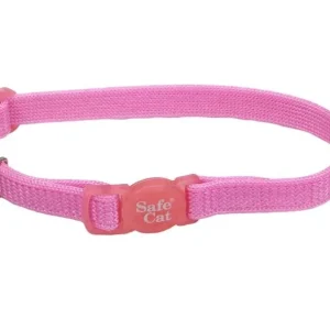 Safe Cat Adjustable Snag-Proof Nylon Breakaway Cat Collar Bright, Pink 3-8 in x 8-12 in