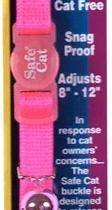 Safe Cat Adjustable Snag-Proof Nylon Breakaway Cat Collar Neon, Pink 3-8 in x 8-12 in