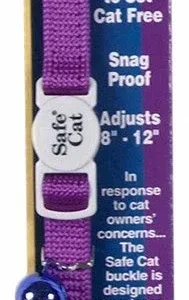Safe Cat Adjustable Snag-Proof Nylon Breakaway Cat Collar Purple 3-8 in x 8-12 in
