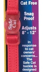 Safe Cat Adjustable Snag-Proof Nylon Breakaway Cat Collar, Red 3-8 in x 8-12 in