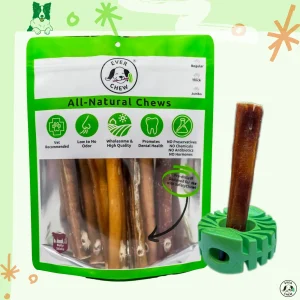 SafetyChew Plus Medium Dog Starter Pack: Heavy-Duty Bully Stick Holder + All-Natural Bully Sticks for Dogs 16-39+lbs