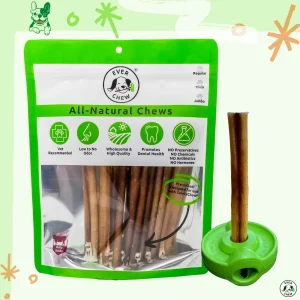 SafetyChew Small Dog Starter Pack: Pin-Lock Bully Stick Holder + All-Natural Bully Sticks for Dogs Under 16lbs