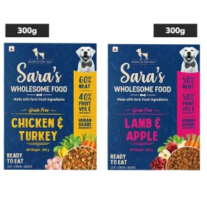Sara's Wholesome Grain Free Lamb & Apple and Chicken & Turkey Dog Wet Food Combo by HUFT