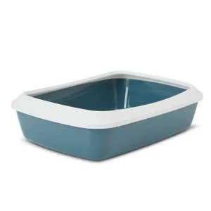 Savic Iriz Litter Tray with Rim for Cats (White Bluestone)