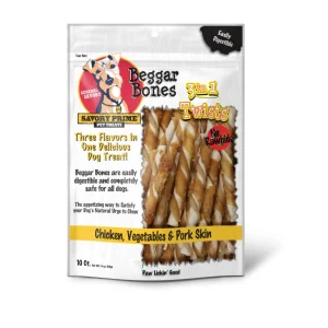 Savory Prime Beggar Bone 3-in-1 Twists Dog Treat 10 ct