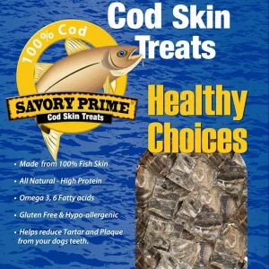 Savory Prime Cod Skin Crunchy Bites Dog Treats 8 oz