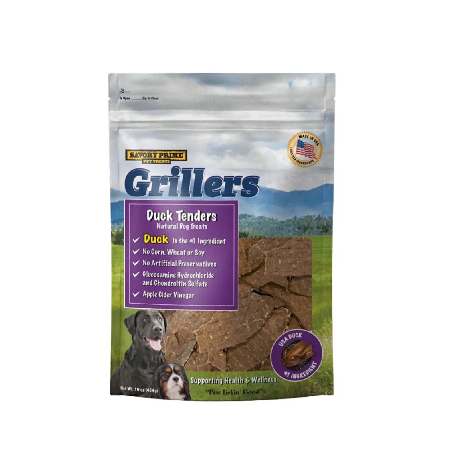Savory Prime Grillers Jerky Tenders Dog Treats Duck 16 oz