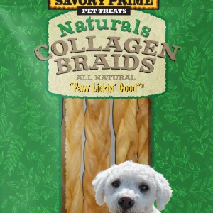 Savory Prime Naturals Collagen Braids Dog Chews 6 in, 4 ct