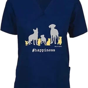 Scrub Top: #Happiness (Navy)