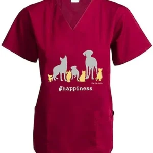 Scrub Top: #Happiness (Wine)