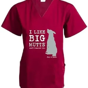 Scrub Top: I Like Big Mutts (Wine)