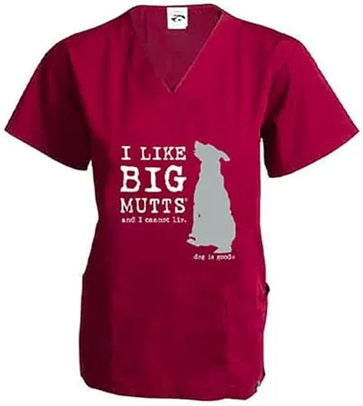 Scrub Top: I Like Big Mutts (Wine)