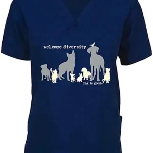 Scrub Top: Welcome Diversity (Navy)