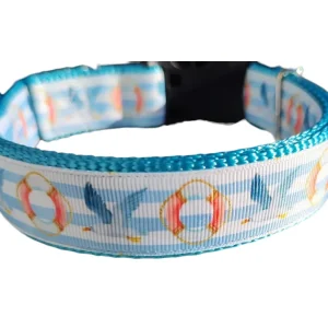 Seagulls and Liferings Nylon Dog Collar