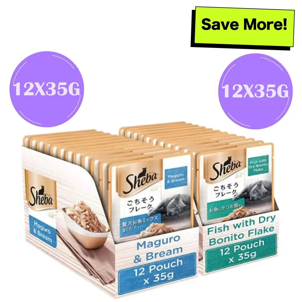 Sheba Maguro Bream Fish and Fish with Dry Bonito Flake Cat Wet Food Combo - Image 2