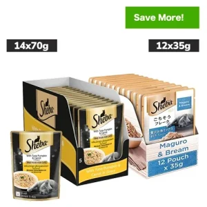 Sheba Maguro & Bream Fish and Tuna Pumpkin & Carrot In Gravy Rich Premium Cat Wet Food Combo
