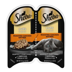 Sheba Perfect Portions Cuts in Gravy Wet Cat Food Roasted Chicken, 2.6 oz each, Case of 24