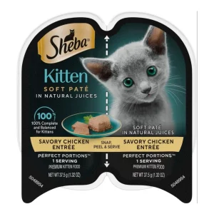 Sheba Perfect Portions Soft Pate Wet Kitten Wet Cat Food - Savory Chicken, 2.65 oz each, Case of 24