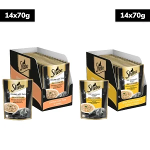 Sheba Tuna Pumpkin & Carrot In Gravy and Chicken With Tuna In Gravy Rich Premium Adult Fine Cat Wet Food Combo