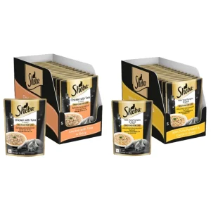 Sheba Tuna Pumpkin & Carrot In Gravy and Chicken With Tuna In Gravy Rich Premium Adult Fine Cat Wet Food Combo