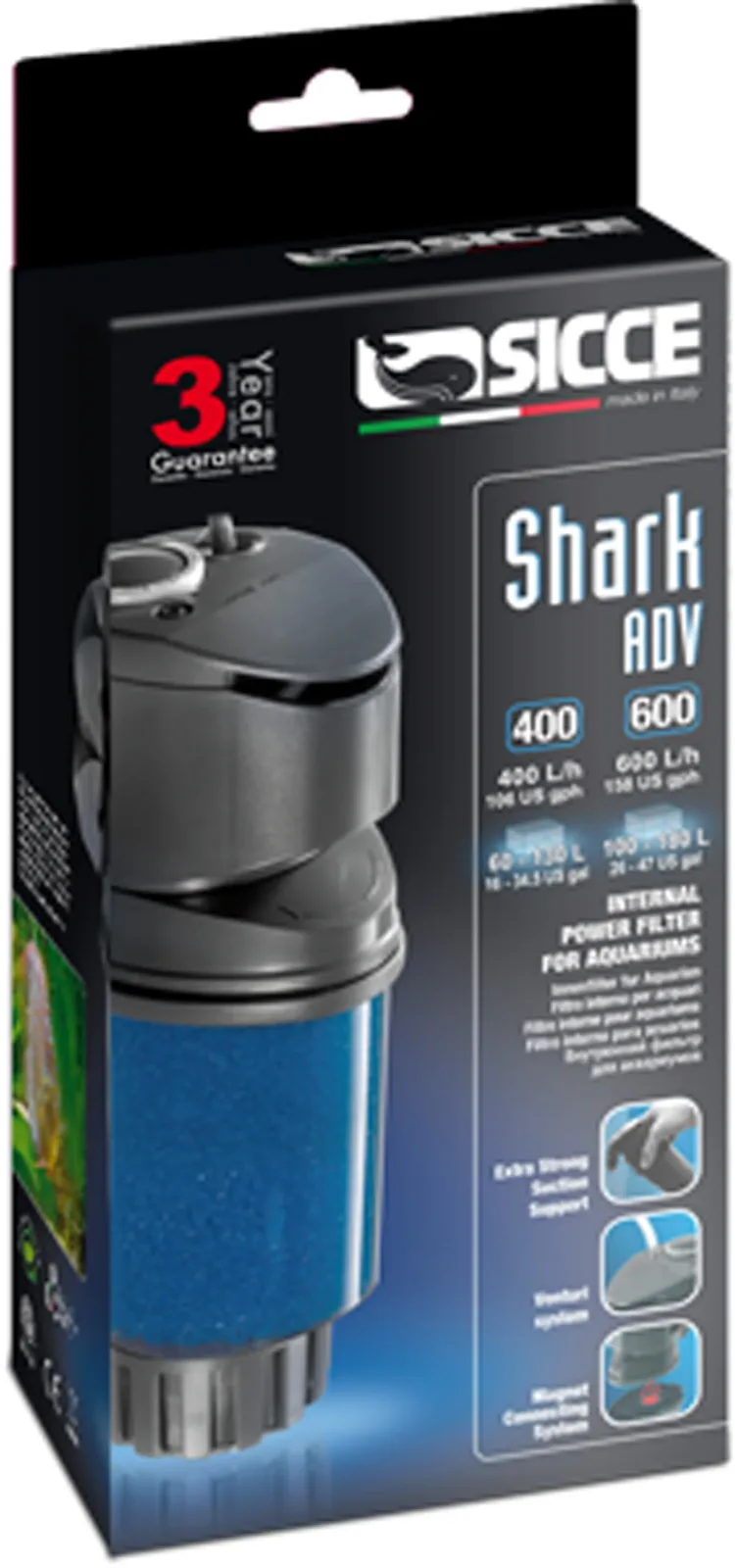 Sicce SHARK ADV 400 Internal Filter - 106 GPH