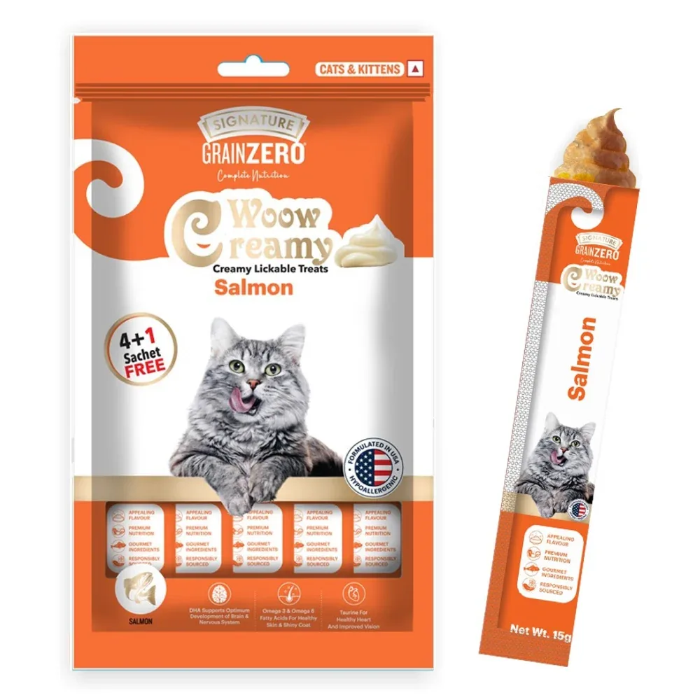Signature Grain Zero Salmon and Bonito & Scallop Lickable Creamy Cat Treats Combo - Image 2
