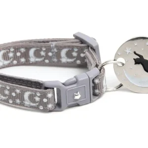 Silver Moons and Stars on Silver Cat Collar