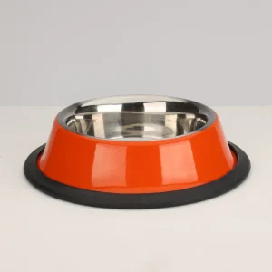 Skatrs Anti Skid Glossy Bowl for Dogs and Cats (Orange)