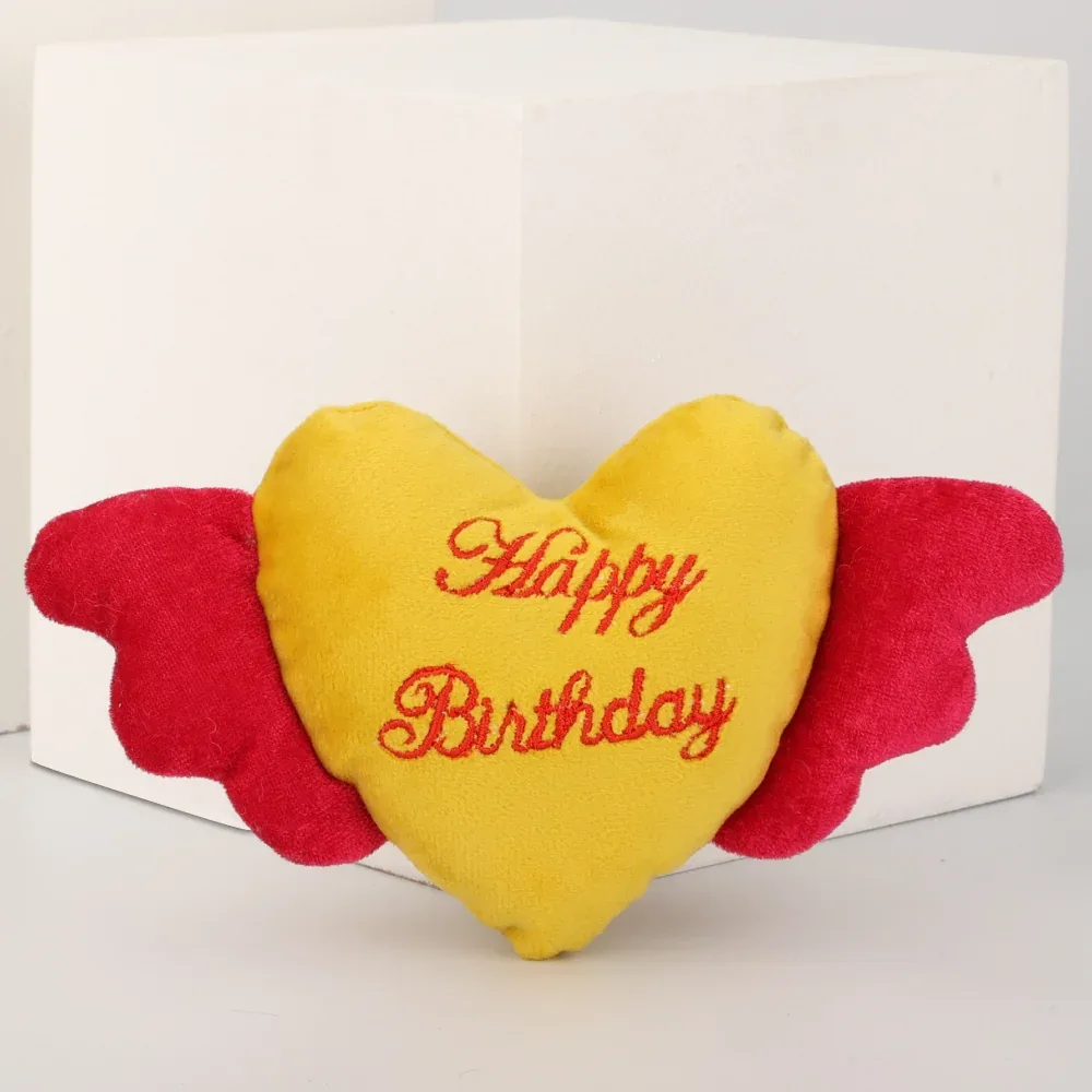 Skatrs Birthday Heart Plush Toy for Dogs and Cats