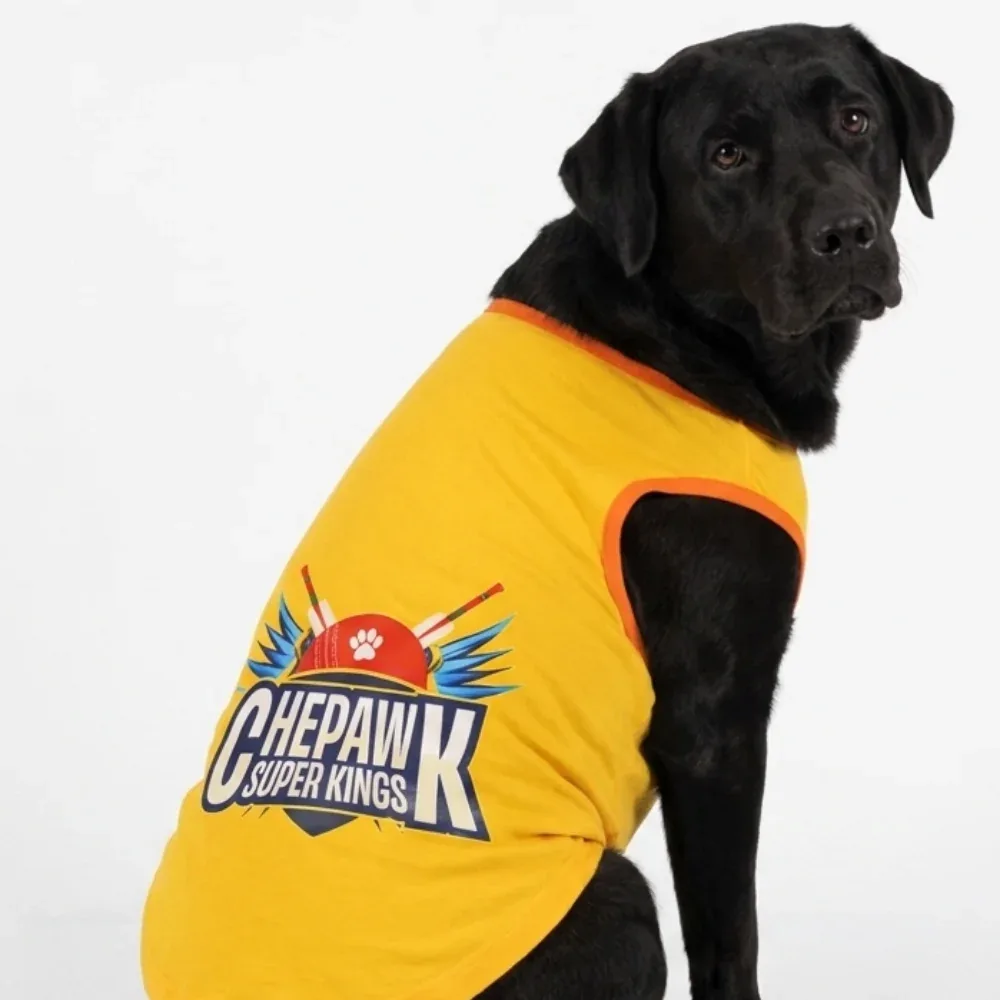 Skatrs Chepawk Superkings Cricket Jersey for Dogs and Cats (Yellow) - Image 2
