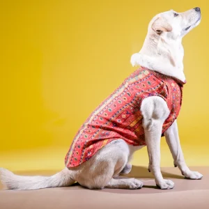 Skatrs Cotton Printed Kurta for Dogs and Cats (Red)