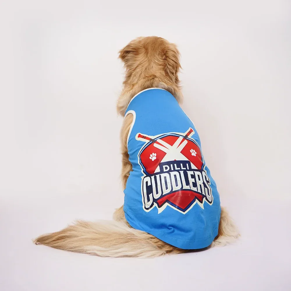 Skatrs Dilli Cuddlers Cricket Jersey for Dogs and Cats (Blue) - Image 2