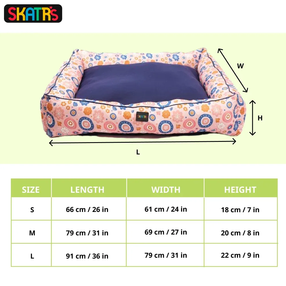Skatrs Floral Bed for Dogs & Cats (Pink/Blue) - Image 2