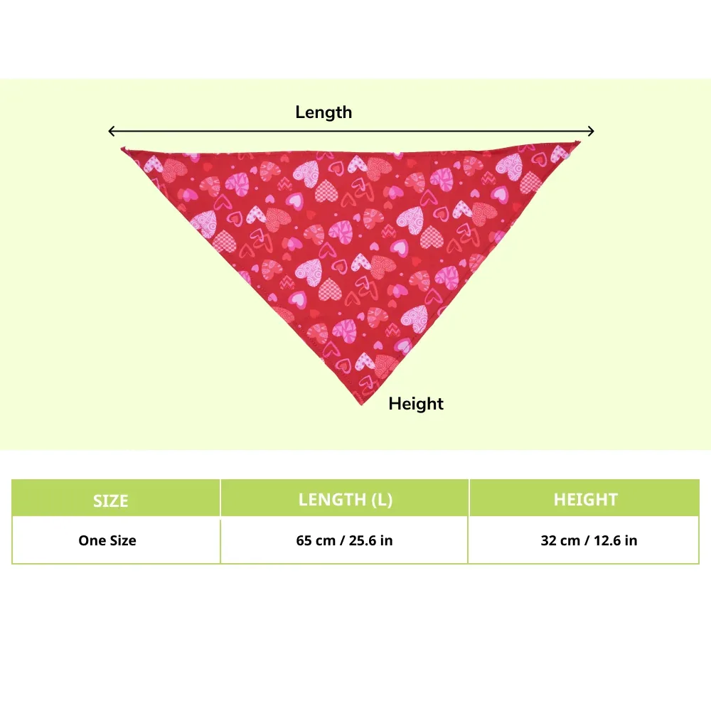 Skatrs Heart Printed Bandana for Dogs and Cats (Red) - Image 2