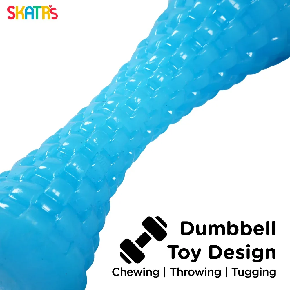 Skatrs Latex Dumbell Toy for Dogs (Blue) - Image 2