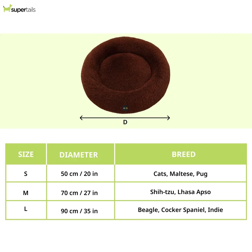 Skatrs Round Donut Bed for Cats and Small and Medium Dogs (Brown) - Image 2