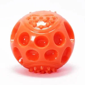 Skatrs Rubber Squeezy Ball Toy for Dogs and Cats (Orange)
