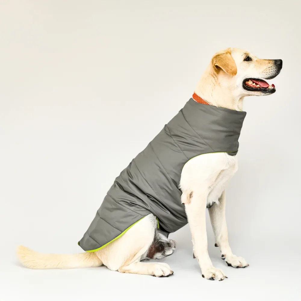 Skatrs Smokey Grey Puffer Reversible Jacket for Dogs and Cats | With Adjustable Baby Velcro - Image 2