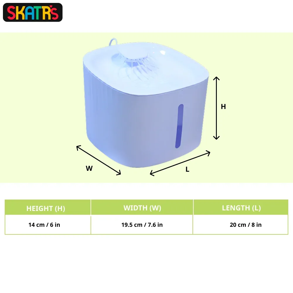 Skatrs Water Fountain with Adapter for Dogs and Cats (White) - Image 2