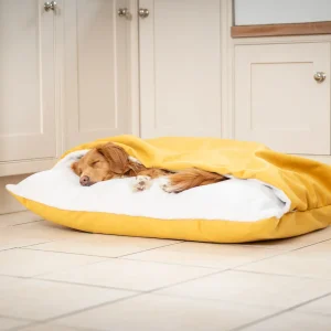 Sleepy Burrows Bed With Removable Cover In Saffron Velvet by Lords & Labradors