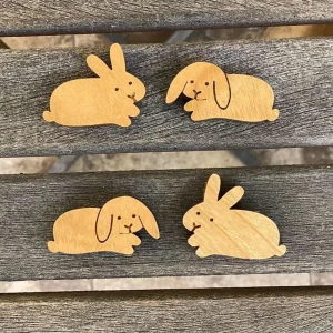 Small Wood Bunny Magnets