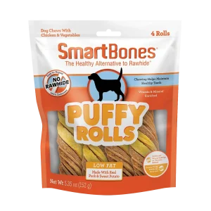 SmartBones Puffy Rolls Dog Treats Pork & Sweet Potato 4 ct