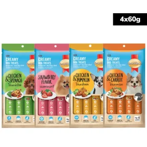 SmartHeart Chicken & Carrot, Chicken & Pumpkin, Chicken & Spinach and Chicken & Strawberry Dog Creamy Treat Combo