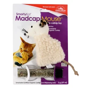 SmartyKat Madcap Mouse Refillable Catnip Plush Cat Toy with Catnip Tube, Assorted